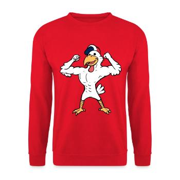 Coq Français Crête Bleu Blanc Rouge Équipe France - Sweat-shirt Unisexe - rouge - Devant - Alina (178cm) & Michal (187cm)