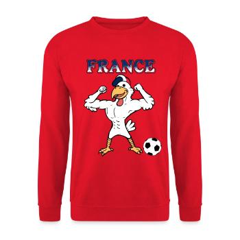 Coq Français Sports France avec Ballon de Football - Sweat-shirt Unisexe - rouge - Devant - Alina (178cm) & Michal (187cm)
