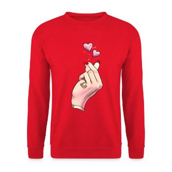 Finger Herz Koreanisch K Pop - Unisex Pullover - Rot - Vorne - Alina (178cm) & Michal (187cm)