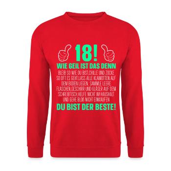 18. Geburtstag Lustiges Geschenk - Unisex Pullover - Rot - Vorne - Alina (178cm) & Michal (187cm)