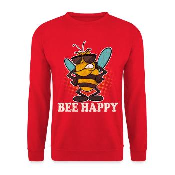 Bee Happy Imker Bienen - Unisex Pullover - Rot - Vorne - Alina (178cm) & Michal (187cm)