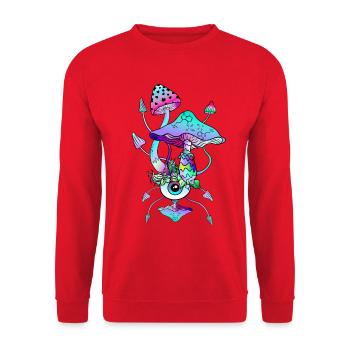 Champignons Magiques Néon Champis Psychédéliques - Sweat-shirt Unisexe - rouge - Devant - Alina (178cm) & Michal (187cm)