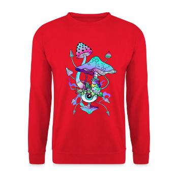Psytrance Psychedelische Pilze - Unisex Pullover - Rot - Vorne - Alina (178cm) & Michal (187cm)