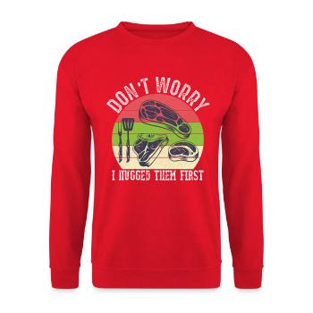 Butcher Animal Slaughter Meat Cutter BBQ - Unisex Sweatshirt - red - Front - Alina (178cm) & Michal (187cm)