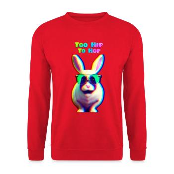 Cool Easter Bunny with Sunglasses - Unisex Sweatshirt - red - Front - Alina (178cm) & Michal (187cm)