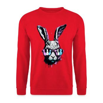 Groovy Rabbit avec lunettes de soleil cadeau de Pâques - Sweat-shirt Unisexe - rouge - Devant - Alina (178cm) & Michal (187cm)