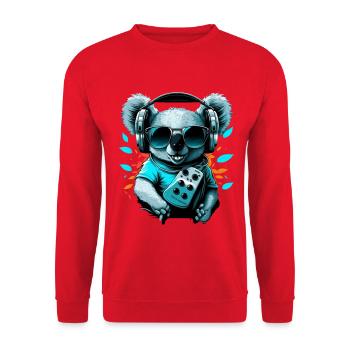Koala bear with Walkman and sunglasses - Unisex Sweatshirt - red - Front - Alina (178cm) & Michal (187cm)