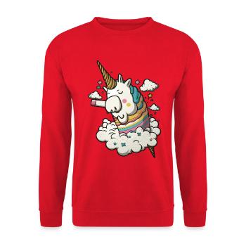 Licorne fantastique rêveuse sur un nuage - Sweat-shirt Unisexe - rouge - Devant - Alina (178cm) & Michal (187cm)