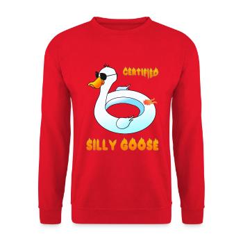 Certified Stupid Goose Silly Goose Funny Quote - Unisex Sweatshirt - red - Front - Alina (178cm) & Michal (187cm)