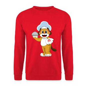 Dog Cooking Cooking Serving Bell - Unisex Sweatshirt - red - Front - Alina (178cm) & Michal (187cm)