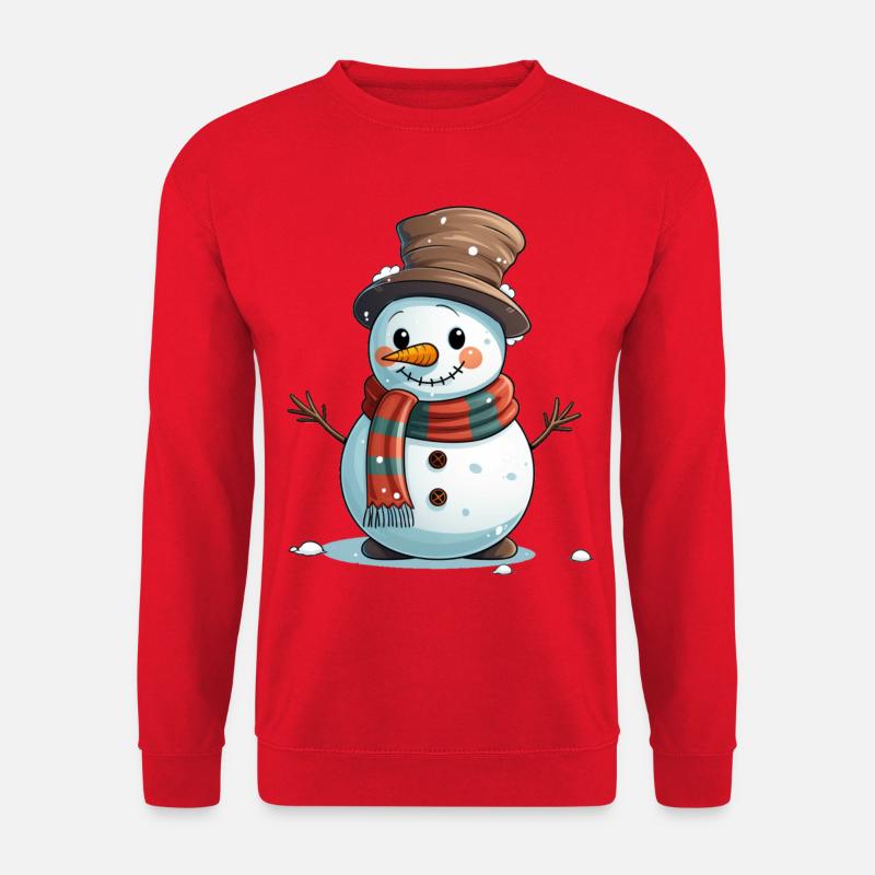 Winterfreund Schneemann Cartoon - Unisex Pullover - Rot