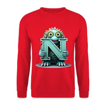 N Bunt mit Monster gewebt - Unisex Pullover - Rot - Vorne - Alina (178cm) & Michal (187cm)