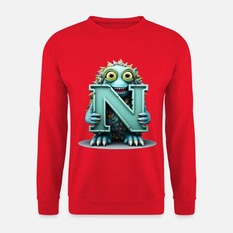 N Bunt mit Monster gewebt - Unisex Pullover - Rot