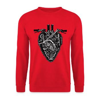 Fahhrad Herz Fahrradmechaniker - Unisex Pullover - Rot - Vorne - Alina (178cm) & Michal (187cm)