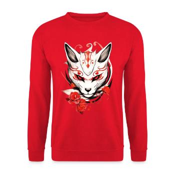 Kumiho Fox Mask Japan Kitsune Samurai Anime - Unisex Sweatshirt - red - Front - Alina (178cm) & Michal (187cm)