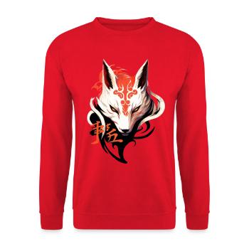 Fox Mask Kumiho Japan Kitsune Samurai Anime - Unisex Sweatshirt - red - Front - Alina (178cm) & Michal (187cm)