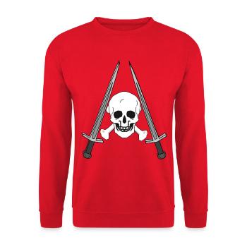 Helden Krieger Schwertkämpfer Mittelalter Kampf - Unisex Pullover - Rot - Vorne - Alina (178cm) & Michal (187cm)