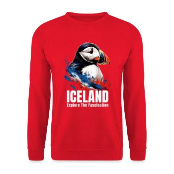 Iceland Puffin Island Papageitaucher - Unisex Sweatshirt - red - Front - Alina (178cm) & Michal (187cm)