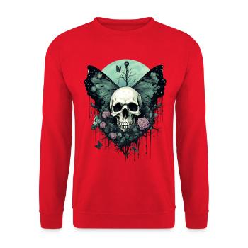Aestethic Skull Fairycore Fairy Grunge Gothic - Unisex Sweatshirt - red - Front - Alina (178cm) & Michal (187cm)