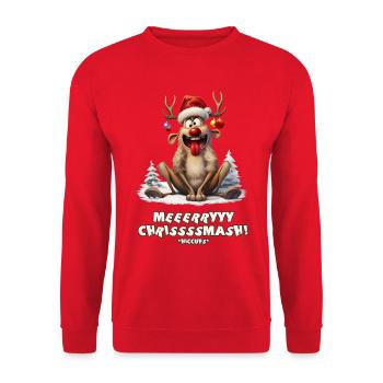 Conception de Noël de renne drôle - Sweat-shirt Unisexe - rouge - Devant - Alina (178cm) & Michal (187cm)