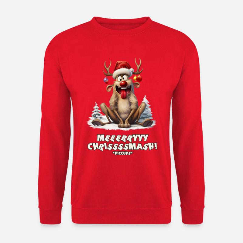 Funny Reindeer Christmas Design - Unisex Sweatshirt - red