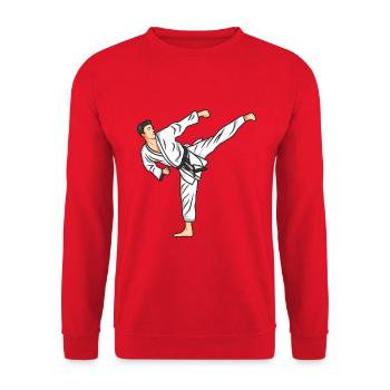Karate Zeichnung - Unisex Pullover - Rot - Vorne - Alina (178cm) & Michal (187cm)
