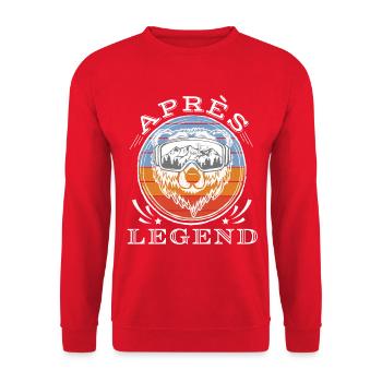 Après Legend - Après Ski Shirt - Unisex Sweatshirt - red - Front - Alina (178cm) & Michal (187cm)