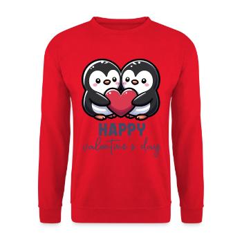 Happy Valentines Day – Sweet Penguins Love Heart - Unisex Sweatshirt - red - Front - Alina (178cm) & Michal (187cm)