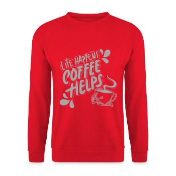 Life Happens Coffee Helps - Coffee Lovers Shirt - Unisex Sweatshirt - red - Front - Alina (178cm) & Michal (187cm)