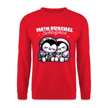 Kuschel-Pinguine – Süßes Schlafshirt - Unisex Pullover - Rot - Vorne - Alina (178cm) & Michal (187cm)