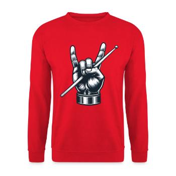 Drummer, Drummer, Band, Metal Pose, French Fries, Fork - Unisex Sweatshirt - red - Front - Alina (178cm) & Michal (187cm)