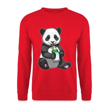 Panda Babyflasche Milch - Unisex Pullover - Rot - Vorne - Alina (178cm) & Michal (187cm)