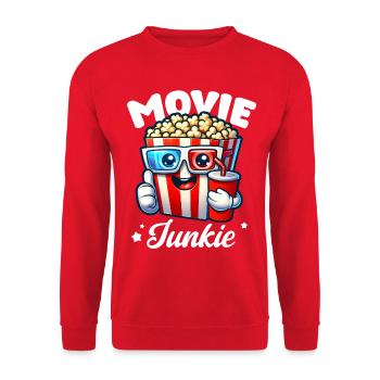 Movie Junkie Cinema Popcorn Cartoon Design - Unisex Sweatshirt - red - Front - Alina (178cm) & Michal (187cm)