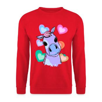 Fantasy Herz Pony bunt farbenfreudig Kind Baby - Unisex Pullover - Rot - Vorne - Alina (178cm) & Michal (187cm)