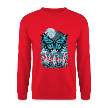Fairycore Mystic Butterfly Enchanted Forest Mushroom - Unisex Sweatshirt - red - Front - Alina (178cm) & Michal (187cm)