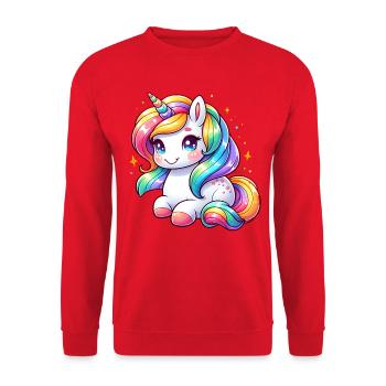 Dabbing Unicorn Fans Dab Einhörner - Unisex Pullover - Rot - Vorne - Alina (178cm) & Michal (187cm)