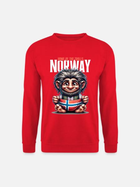 Norwegischer Troll mit Flagge – Heimat der Trolle - Unisex Pullover - Rot