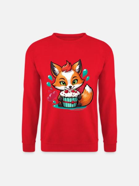 Kleiner Fuchs mit leckerem Muffin - Unisex Pullover - Rot