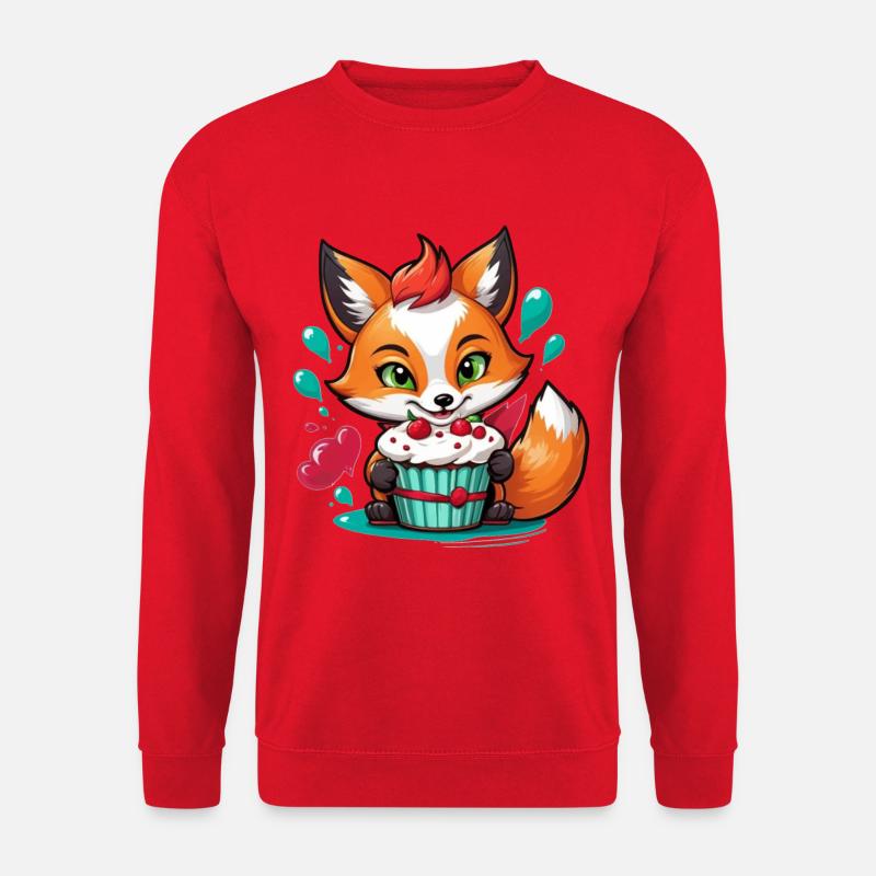 Kleiner Fuchs mit leckerem Muffin - Unisex Pullover - Rot