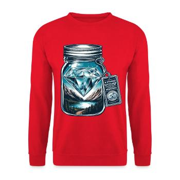 Nature mountain landscape with diamond in mason jar - Unisex Sweatshirt - red - Front - Alina (178cm) & Michal (187cm)
