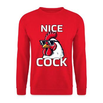 Nice Cock Funny Rooster Sunglasses Humor Gift - Unisex Sweatshirt - red - Front - Alina (178cm) & Michal (187cm)