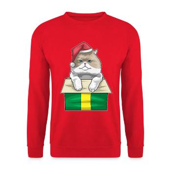 Persische Katze Weihnachten Weihnachtsmütze - Unisex Pullover - Rot - Vorne - Alina (178cm) & Michal (187cm)