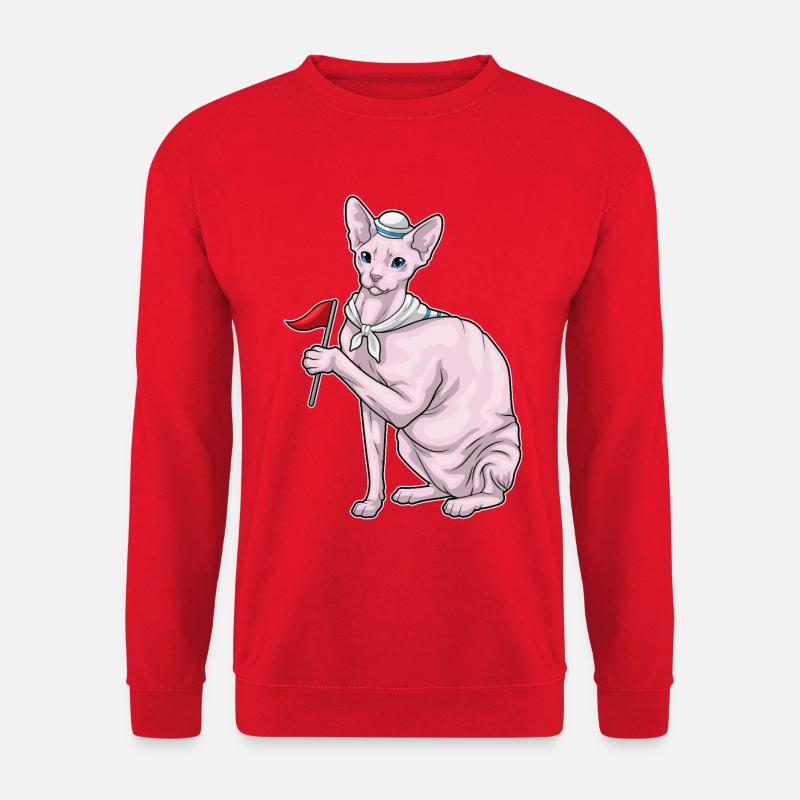 Sphynx Katze Seemann Fahne - Unisex Pullover - Rot