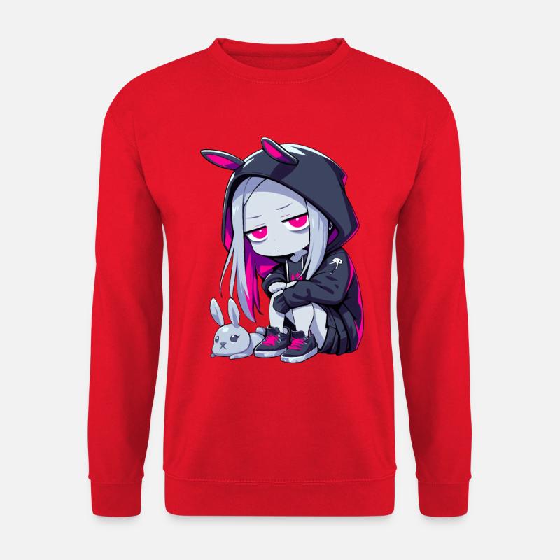 Grunge Goth Bunny Anime Girl Cute Edgy Gothic - Unisex Pullover - Rot