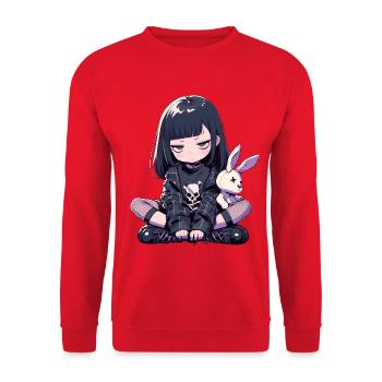 Grunge Goth Lapin Anime Fille Mignon Kawaii Gothique - Sweat-shirt Unisexe - rouge - Devant - Alina (178cm) & Michal (187cm)