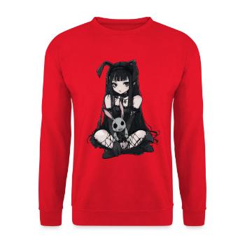 Kawaii Mignon Anime Fille Goth Lapin Grunge Gothique - Sweat-shirt Unisexe - rouge - Devant - Alina (178cm) & Michal (187cm)