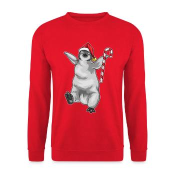 Penguin Christmas Candy Cane - Unisex Sweatshirt - red - Front - Alina (178cm) & Michal (187cm)