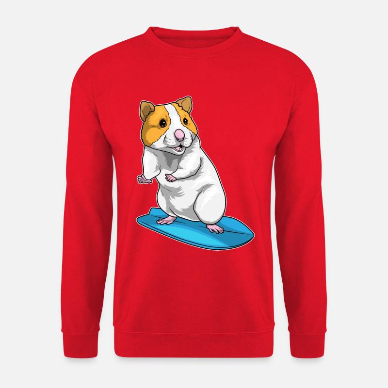 Hamster Surfer Surfbrett - Unisex Pullover - Rot