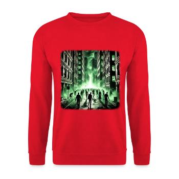 Zombie Apocalypse Urban Dystopia Green Horror - Unisex Sweatshirt - red - Front - Alina (178cm) & Michal (187cm)