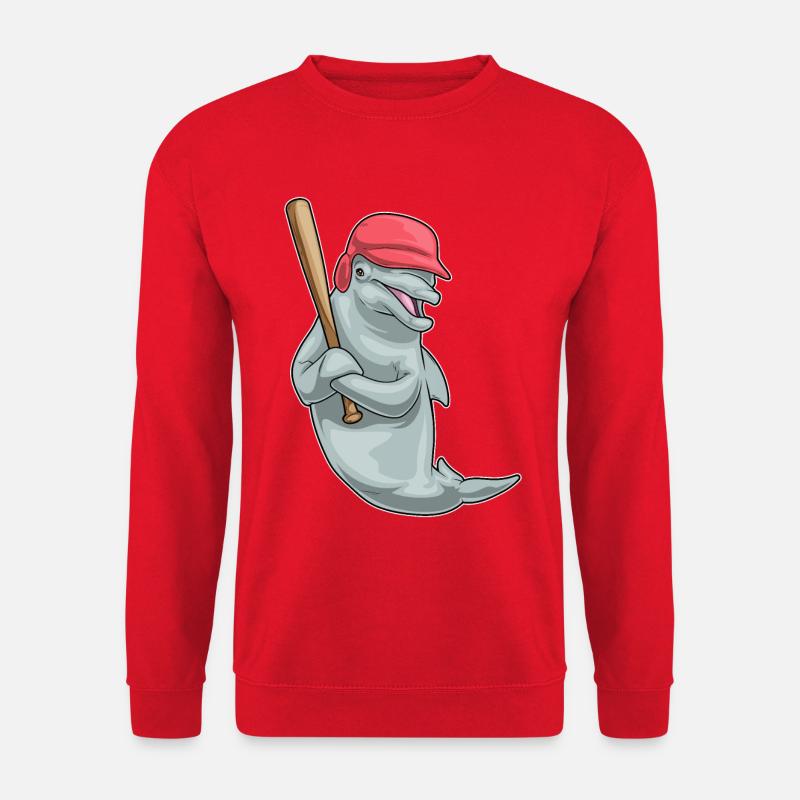 Dolphin Baseball Baseball Bat - Unisex Sweatshirt - red